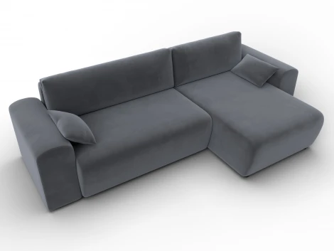 Диван угловой Лига-099 угол универсальный (ДВП,ДСП,ЛДСП,Брус,Фанера/Пластик/Велюр/Серый) Лига Диванов 134131
