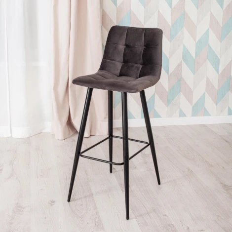 Стул барный CHILLY (mod.7095б) коралловый barkhat 15 /черный (ткань/металл)