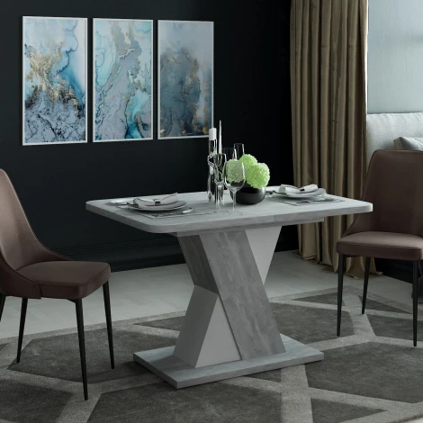 Стол раскладной Bruno (120+40) бетонный камень/белый бриллиант Top Concept 12863