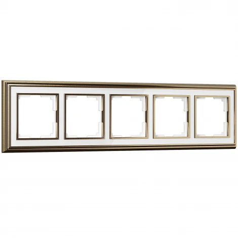 Рамка на 5 постов (бронза/белый) W0051327 (a051209)