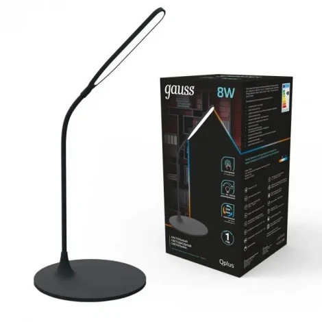 Офисная настольная лампа Gauss Qplus GT5022 (регулировка яркости, LED, 220V, диммер, сенсорный выключатель)