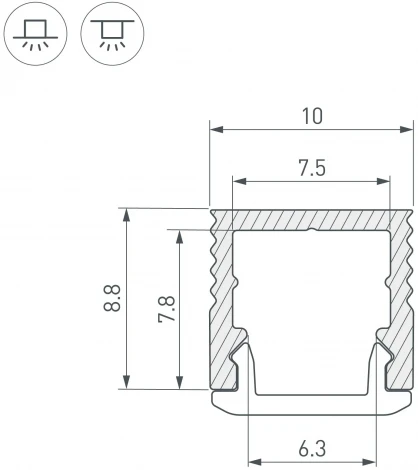 Профиль SL-MINI-10-2000 ANOD (Arlight, Алюминий) 049017