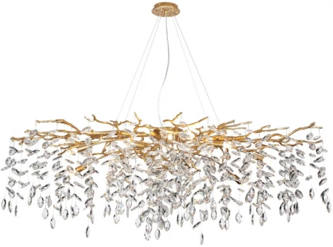 Подвесная люстра Odeon Light Delica 4969/14 HALL античн.бронза/алюмин./хрусталь G9 14*40W (220V, на тросе, лепестки, ветки)