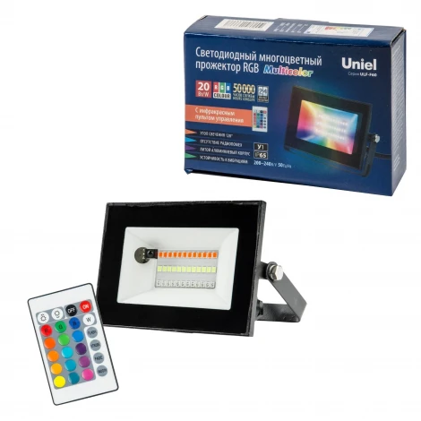 Прожектор уличный Uniel ULF-F60-20W/RGB IP65 200-240В BLACK (LED, 220V)