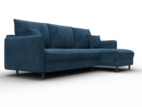 Диван угловой Лига-064 НПБ угол универсальный (ДСП/Дерево/Велюр/Синий) Лига Диванов 129643