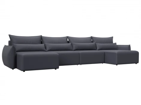 Диван П-образный Лига-051 НПБ Лонг (ЛДСП,Брус,Фанера/Пластик/Экокожа/Серый) Лига Диванов 129897