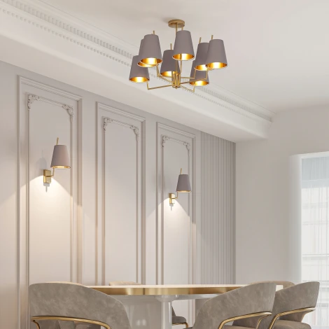 Потолочная люстра Wi-Fi на штанге Eurosvet Topanga 60173/8 латунь (220V, управление смартфоном, голосовое управление, умный дом - Minimir Home, Алиса, Маруся, Салют)