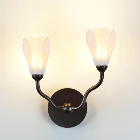 Бра Odeon Light Gardi 5090/2W черный матовый/белый/фарфор G4 LED 2*5W (220V, цветы)