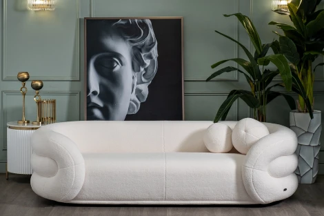 Диван трехместный иск.мех белый 229*95*61см Garda Decor арт.ZW-22024