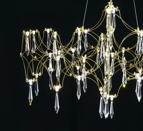 Подвесная люстра светодиодная с пультом и хрустальными подвесками Asfour MyFar Ileria MR2653-57P-76AP