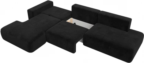 Диван угловой Лига-036 НПБ Модерн Лонг левый угол (Черный/Велюр) Лига Диванов арт.121431L