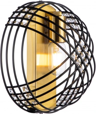 Настенный светильник Fresco V000105 (10001/1W Black) (220V, хрусталь, клетка)