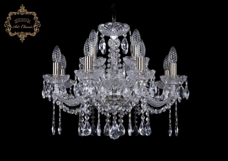 Подвесная люстра Art Classic 11.12 11.12.8+4.195.Br.Sp (220V, хрусталь, на цепи, подсвечник, свеча)
