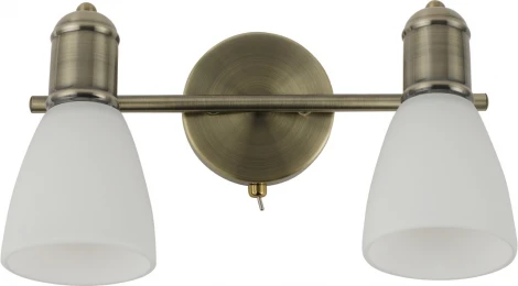 Спот Escada Vintage 2135/2A 2x40Вт E27, металл/стекло, бронза, белый матовый плафон, с выключателем (220V)
