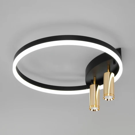 Спот Wi-Fi Eurosvet 90247/3 черный / золото (LED, 220V, управление смартфоном, голосовое управление, умный дом - Minimir Home, Алиса, Маруся, Салют, кольцо)