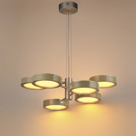 Подвесна люстра светодиодная Odeon Light Riviera 5451/99LA зеленый/никель/металл/керамика/акрил LED 99W 2000К/3000K/4000K