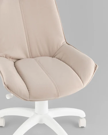 Кресло офисное Осло велюр бежевый, пластик белый TopChairs УТ000043346