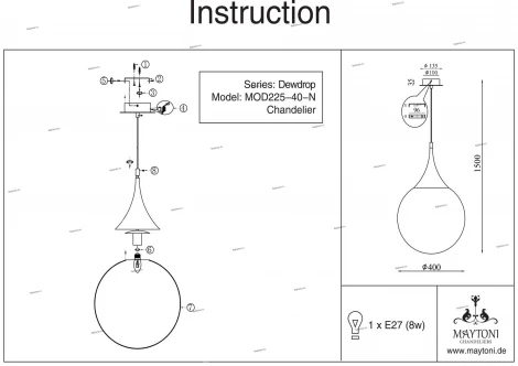 Подвесной светильник Maytoni Dewdrop P225-PL-400-N