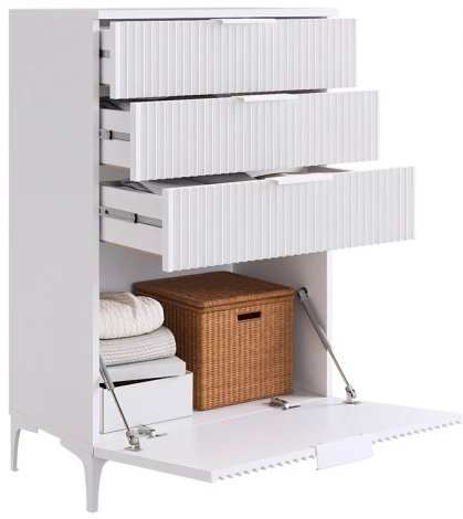 Зефир Комод Mebelson (ЛДСП,МДФ,Металл/Светлое дерево,Белый) арт.171919,3262