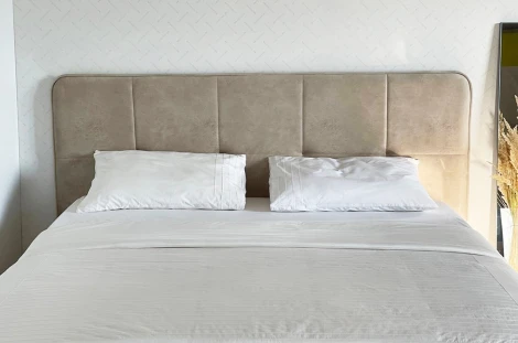 Кровать с основанием Грета 160х200 см Mebelson (ДСП,Дерево,Велюр,Металл/Светло-желтый) арт.KM1.6-22.2758