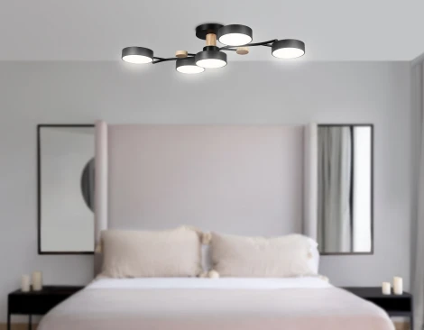 Потолочная люстра на штанге светодиодная с пультом Ambrella Comfort FL4835 (регулировка яркости, 220V, круглые)