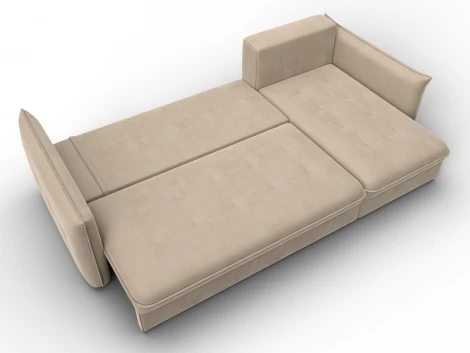 Диван угловой Лига-100 НПБ угол универсальный (ДСП,Фанера/Пластик/Велюр/Бежевый) Лига Диванов 133678