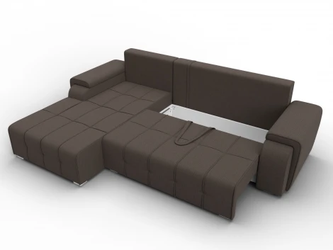 Диван угловой Лига-121 левый угол (ДСП,Брус,Рогожка/Коричневый) Лига Диванов 137341L