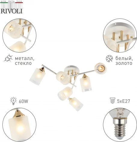 Потолочная люстра на штанге Rivoli Georgiana 9144-205 (220V)