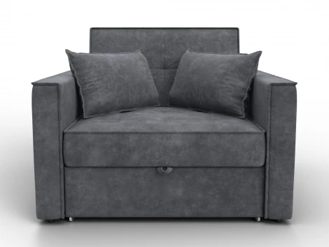Кресло-кровать Лига-104 (80) (ЛДСП,Брус,Фанера,Велюр/Темно-серый) Лига Диванов 134848