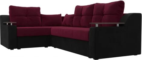 Диван угловой Кронос левый угол (Бордовый,Черный/Микровельвет) Лига Диванов арт.114621L
