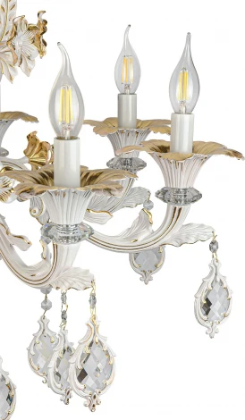 Подвесная люстра AM Group CLEOPATRA CLEOPATRA SP8 WH+GL (220V, на цепи, подсвечник, свеча)