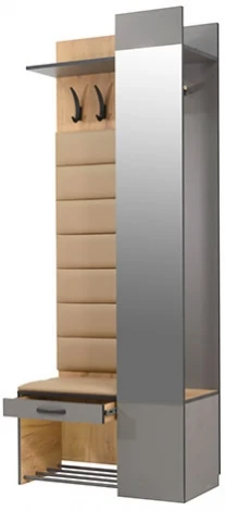 Прихожая с зеркалом Ольга Лофт 2, Дуб крафт золотой/Темно-серый, Ивару