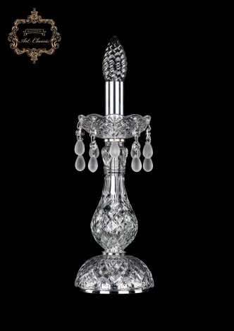 Интерьерная настольная лампа Art Classic 12.24 12.24.1-28.Cr.V0300 (220V, хрусталь, подвески, подсвечник, свеча)