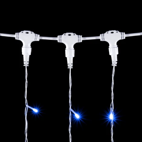 Гирлянда Занавес 2 x 2 м Синий с Мерцанием Белого Диода 220В, 400 LED, Провод Прозрачный ПВХ, IP54