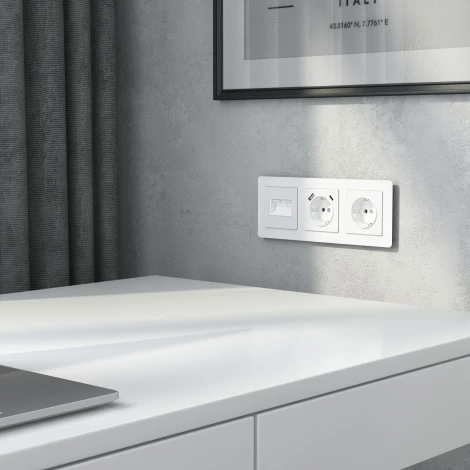 Накладка для двойной розетки Еthernet RJ-45 (белый акрил) Werkel W1191141 (a064026)