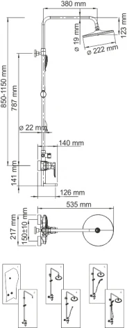 Душевая стойка Wasserkraft A16601 85/120x53,5 см