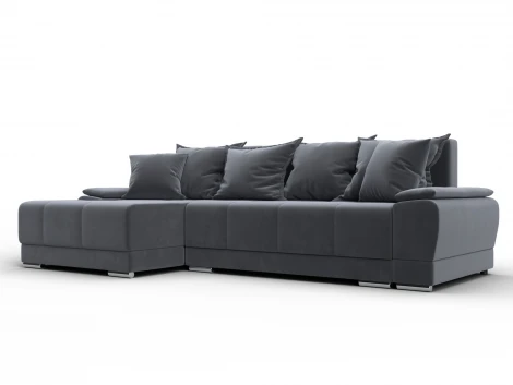 Диван угловой Лига-119 угол левый (ДСП,Брус,Фанера,ЛДС,Велюр/Серый) Лига Диванов 137092L