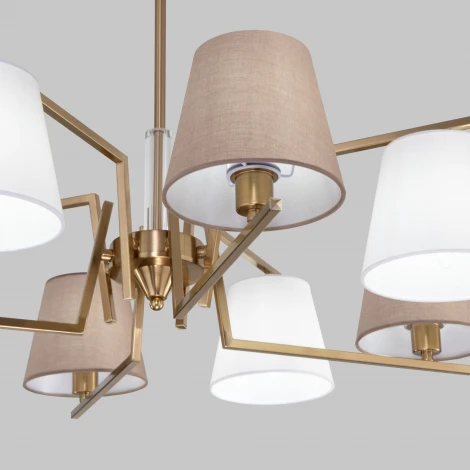 Потолочная люстра Wi-Fi на штанге Eurosvet Ozark 60149/8 латунь (220V, управление смартфоном, голосовое управление, умный дом - Minimir Home, Алиса, Маруся, Салют)