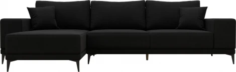 Диван угловой Льюес левый (Черный/Микровельвет) Лига Диванов арт.122407L