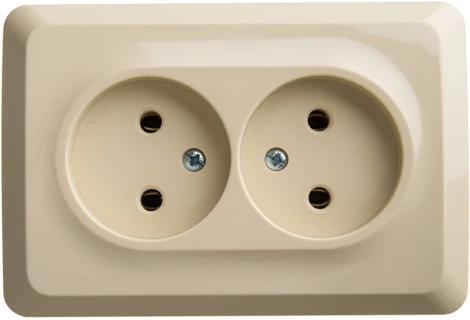 Розетка накладная двойная без заземления (кремовый) Systeme Electric Etude PA16-105K