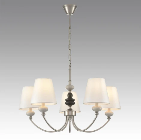 Подвесная люстра Lumion Kentuki 8283/5 никель/белый, металл/керамика/текстиль Е14 5*40W 220V (на цепи)