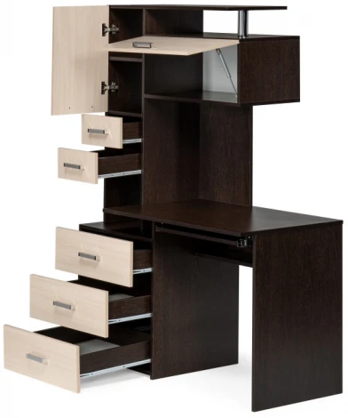 Стол компьютерный Woodville Джаз-17 правый венге / дуб молочный 318947