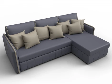 Диван угловой Лига-078 угол универсальный (ДСП/Пластик/Экокожа/Серый,Бежевый) Лига Диванов 130985