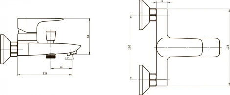 Смеситель Damixa RedBlu Origin Evo 2 781000000 для ванны с душем