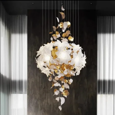 Подвесная люстра каскадная Alfa Light F0124-23 (220V, на проводе, цветы, листья)
