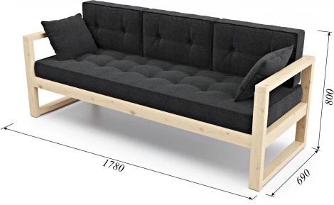 Диван Arsko Астер Б сосна черная рогожка