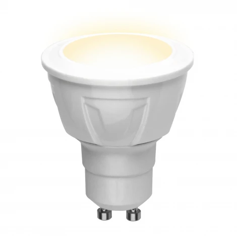 Лампочка светодиодная полусфера белая GU10 6W 3000K Uniel LED-JCDR 6W/WW/GU10/FR PLP01WH