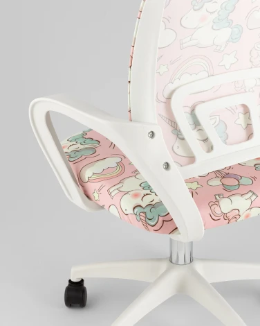 Кресло офисное TopChairs Simple SN Junior принт Unicorns пластик белый TopChairs УТ000042083
