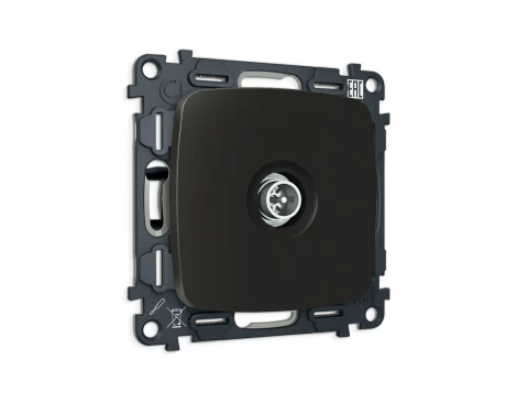 Комплект механизма ТВ-розетки оконечной экранированной встраиваемый (черный матовый) Ambrella Volt QUANT MO813005