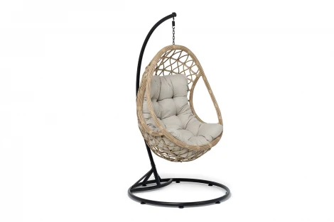 "Венеция" подвесное кресло-кокон из искусственного ротанга, цвет соломенный с бежевой подушкой 4SIS арт.УТ-00009382